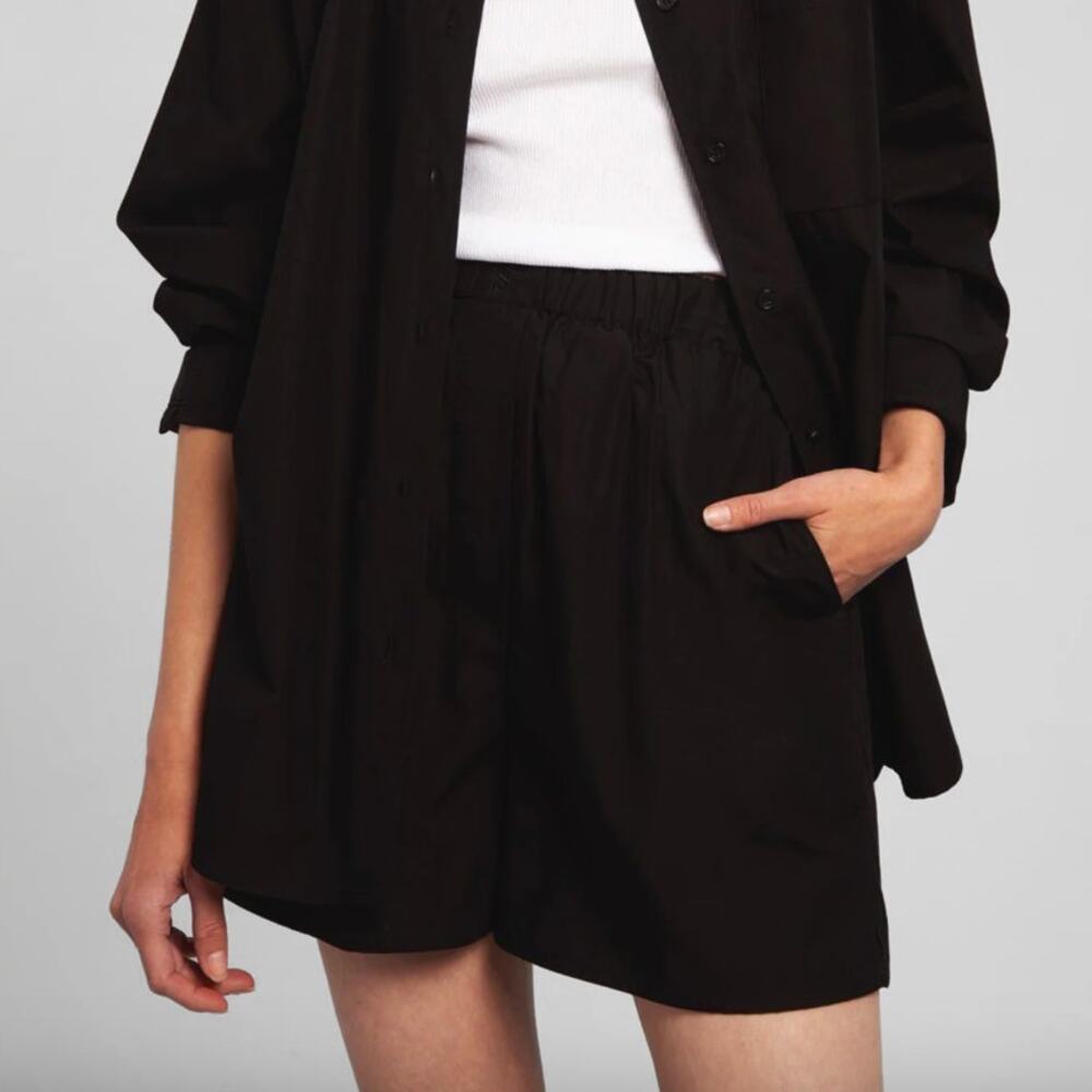 The Frankie Shop | Lui Organic Cotton Boxer Short in Black Embroidered Logo XS